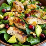Cranberry Avocado Spinach Salad with Chicken and Orange Poppy Seed Dressing