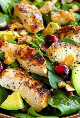 Cranberry Avocado Spinach Salad with Chicken and Orange Poppy Seed Dressing