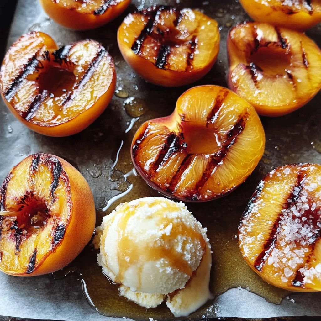 Grilled Peaches with Vanilla Ice Cream