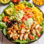 Loaded Chicken Taco Salad with Creamy Lime-Cilantro Dressing