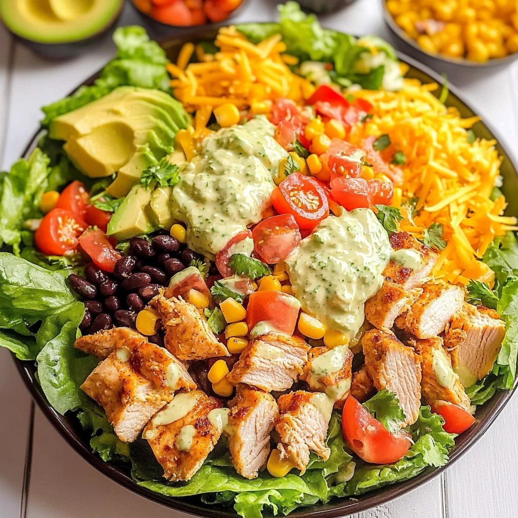 Loaded Chicken Taco Salad with Creamy Lime-Cilantro Dressing