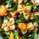 Mandarin Pasta Spinach Salad with Teriyaki Dressing
