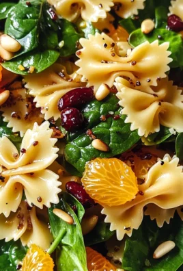 Mandarin Pasta Spinach Salad with Teriyaki Dressing