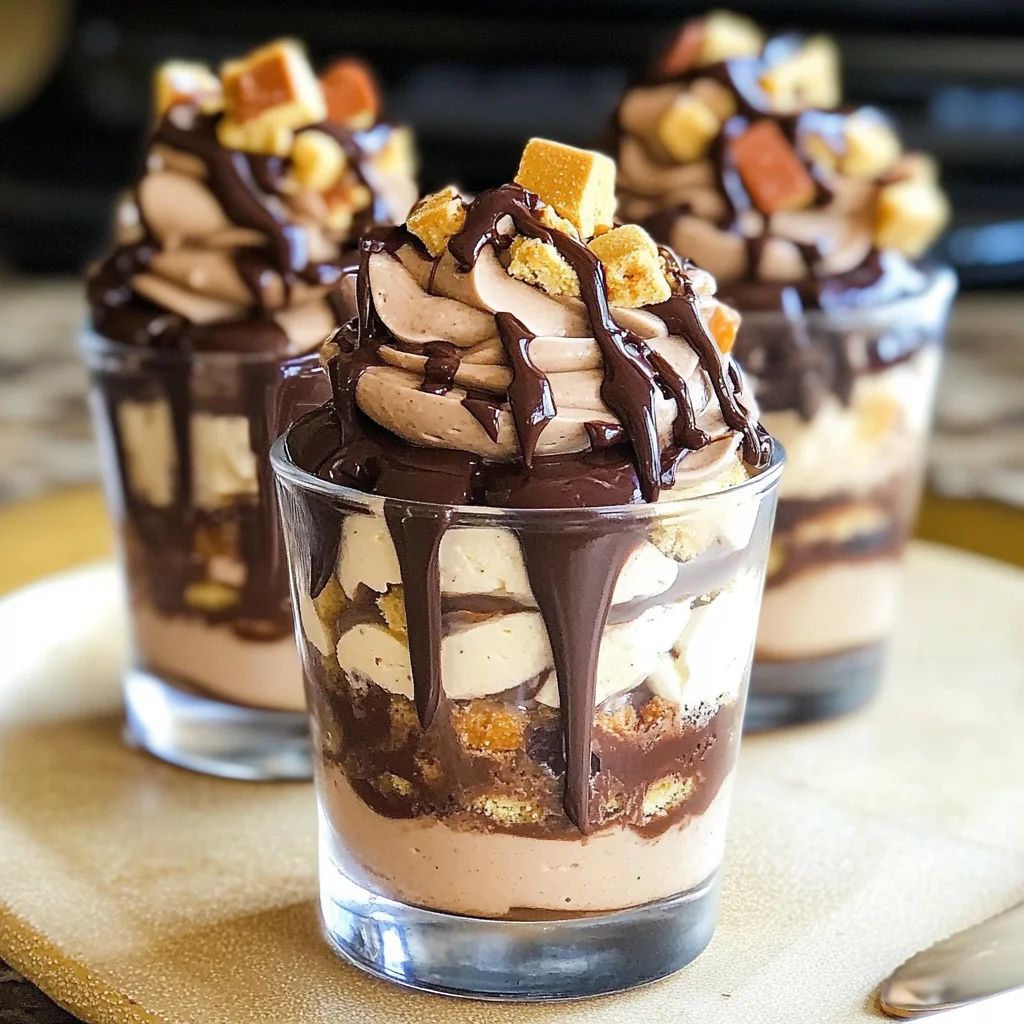 Mini Reese's Chocolate Peanut Butter Cheesecake Trifles