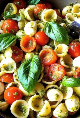 Orecchiette with Cherry Tomatoes, Mozzarella & Basil Pesto