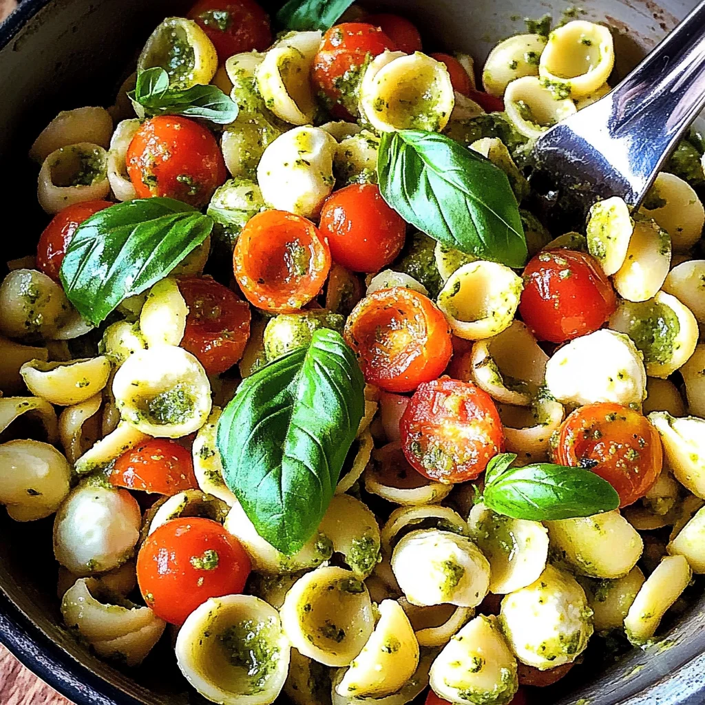 Orecchiette with Cherry Tomatoes, Mozzarella & Basil Pesto
