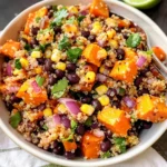Roasted Sweet Potato Black Bean Quinoa Salad recipe