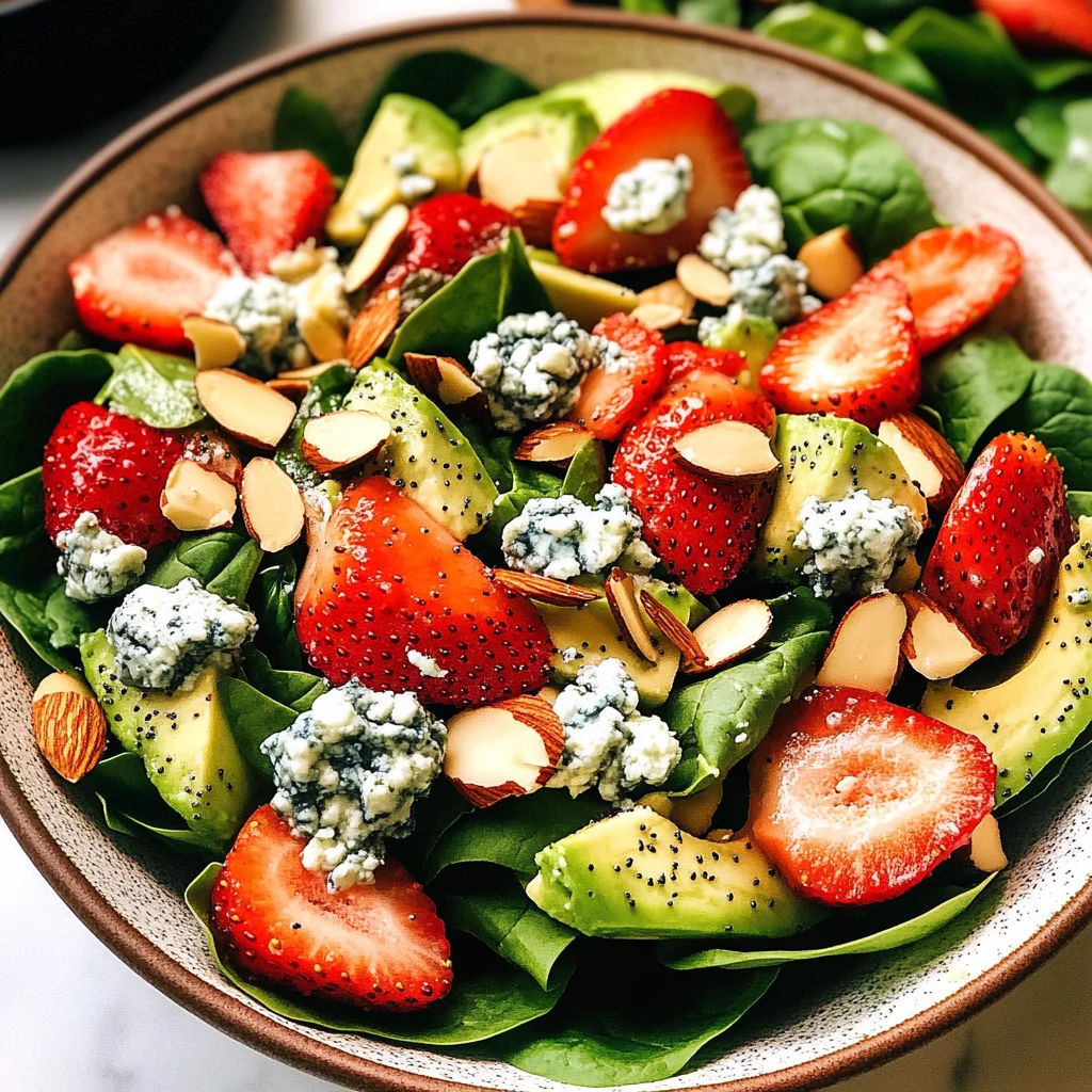 Strawberry Avocado Spinach Salad with Poppyseed Dressing