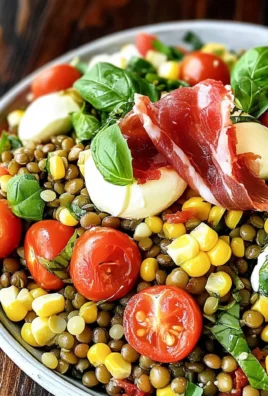 Summer Lentil Salad with Corn, Tomatoes, Mozzarella & Basil