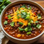Crockpot Spicy Queso Beef Chili