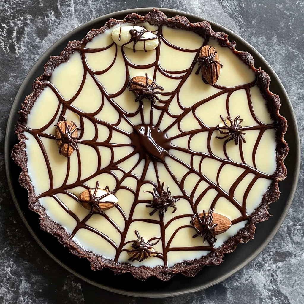 Halloween Chocolate Spiderweb Tart