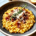 Pumpkin Risotto with Turkey Bacon & Parmesan