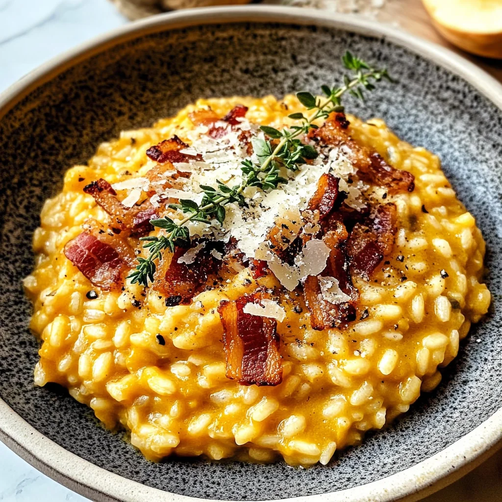 Pumpkin Risotto with Turkey Bacon & Parmesan