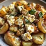 Roasted Potatoes with Baked Feta and Garlic