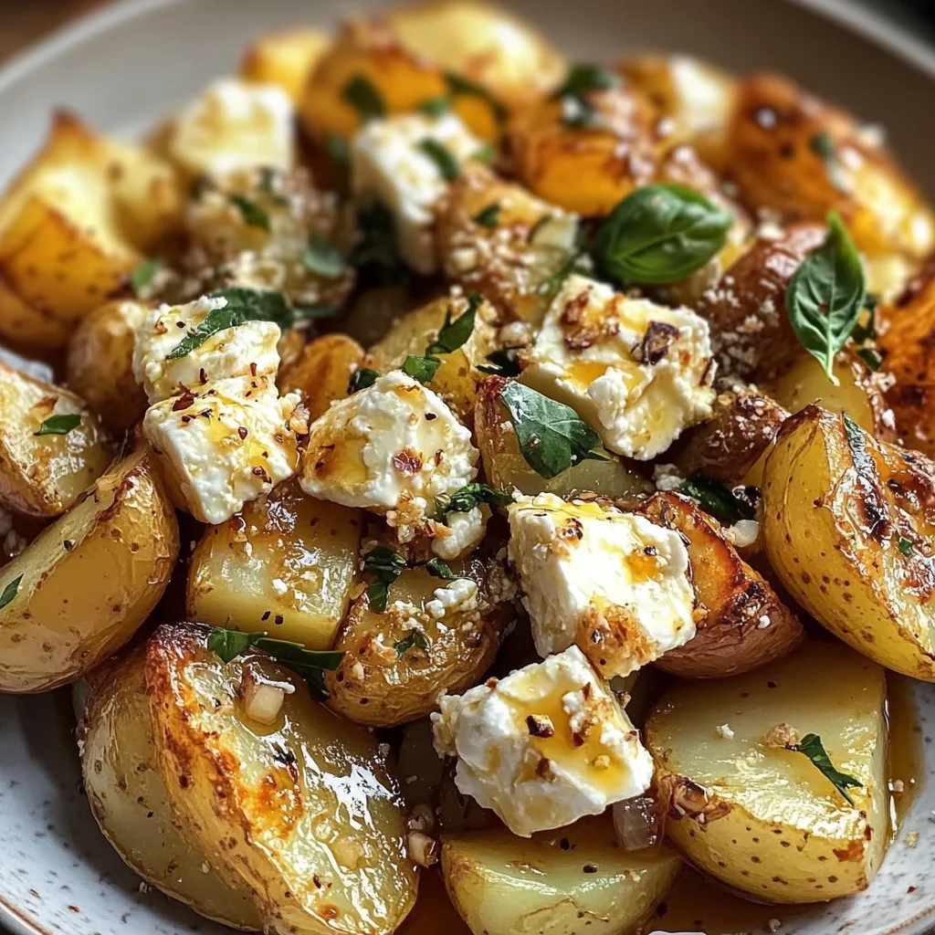 Roasted Potatoes with Baked Feta and Garlic