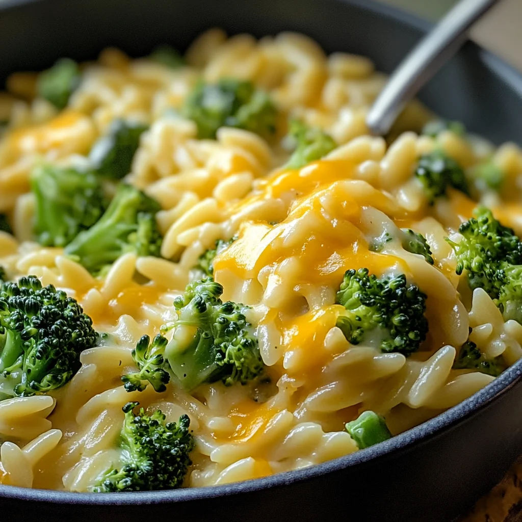 Creamy One-Pot Broccoli Cheddar Orzo