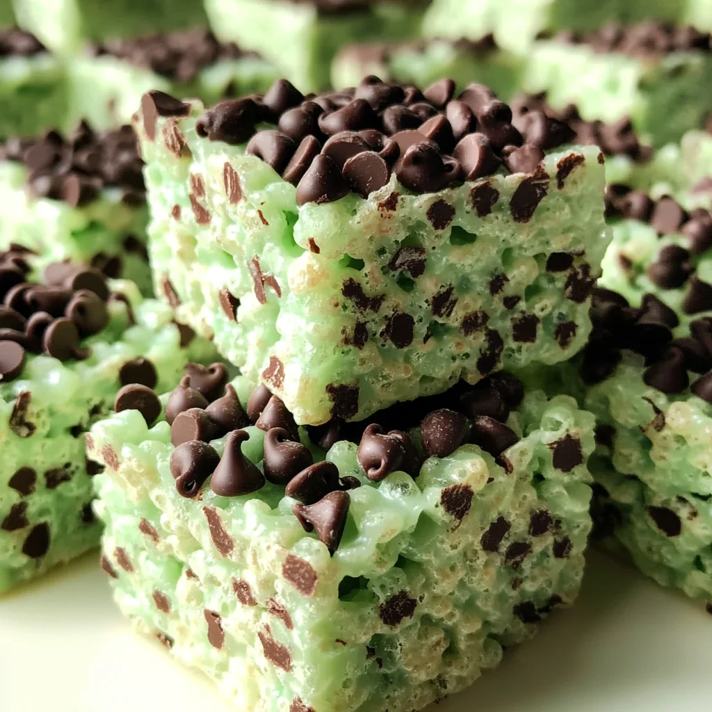 Mint Chocolate Chip Rice Krispie Treats