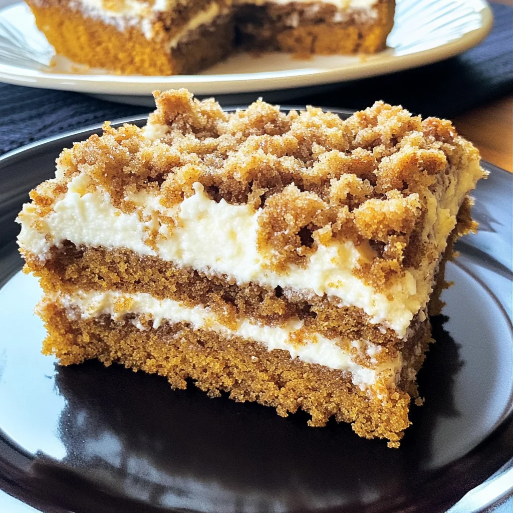Pumpkin Cake with Cream Cheese and Streusel Topping
