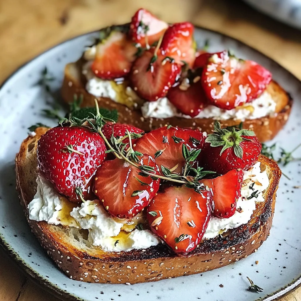 Roasted Strawberry Whipped Ricotta Toast