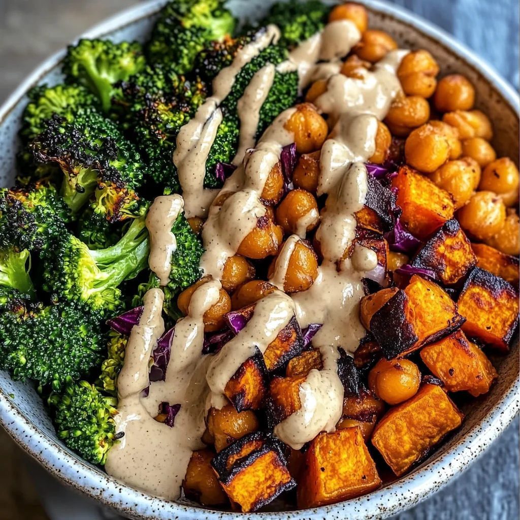 Roasted Veggie & Chickpea Bowls with Maple Dijon Tahini Dressing