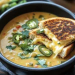 Spicy Jalapeño Popper Soup with Grilled Cheese Dippers