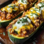 Sticky BBQ Chicken Zucchini Boats