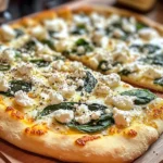 Greek Roasted Garlic Spinach White Pizza