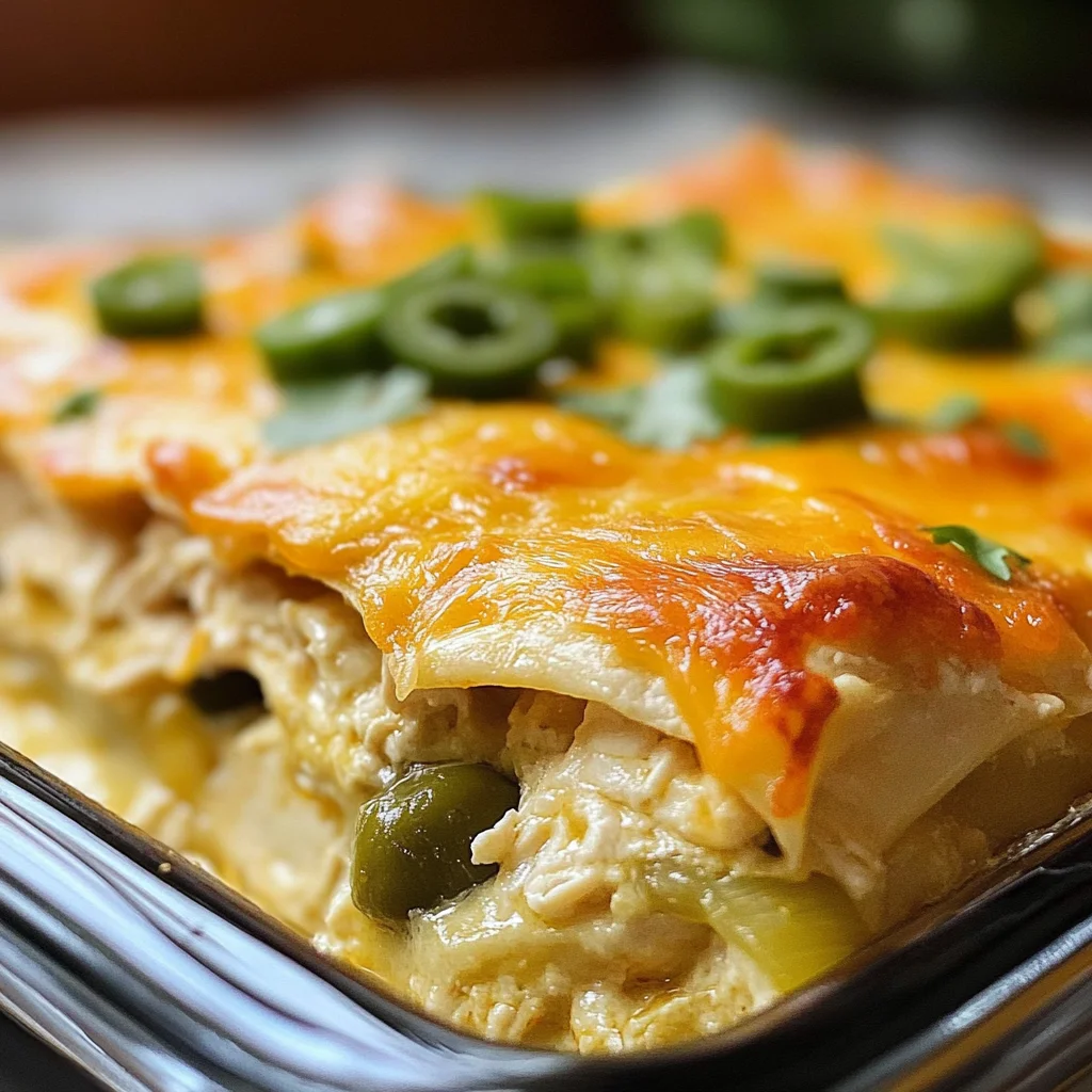 Quick and Easy Green Chile Chicken Enchilada Casserole