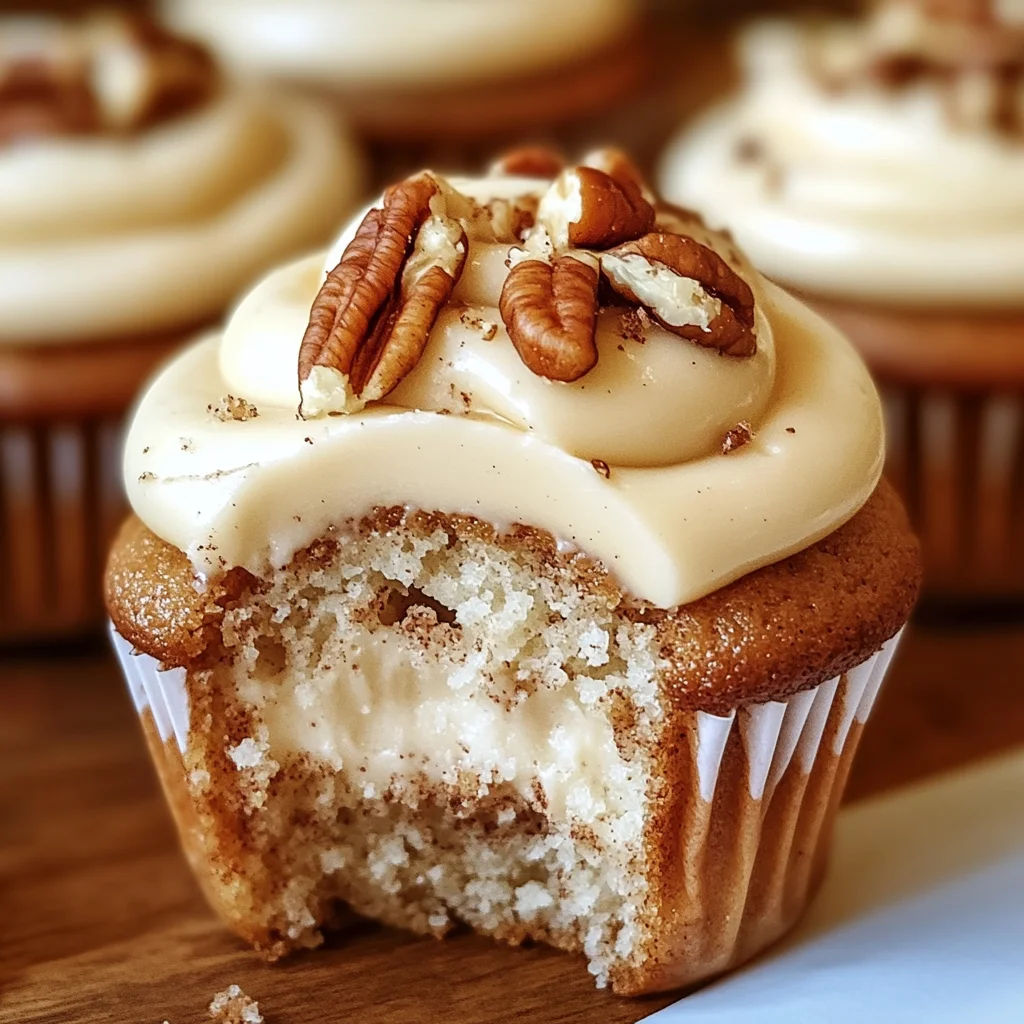 Banana Cinnamon Pecan Cupcakes with Cream Cheese Frosting