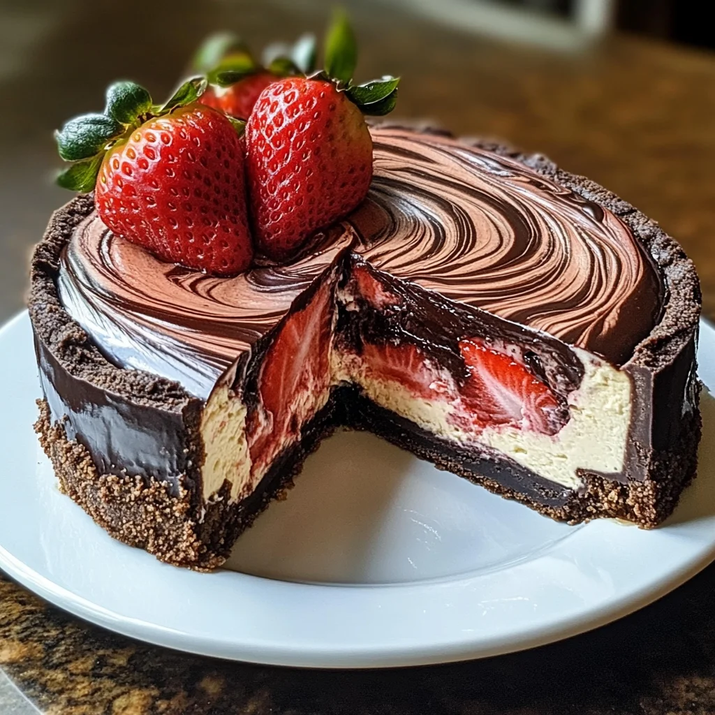 Chocolate Strawberry Swirl Cheesecake