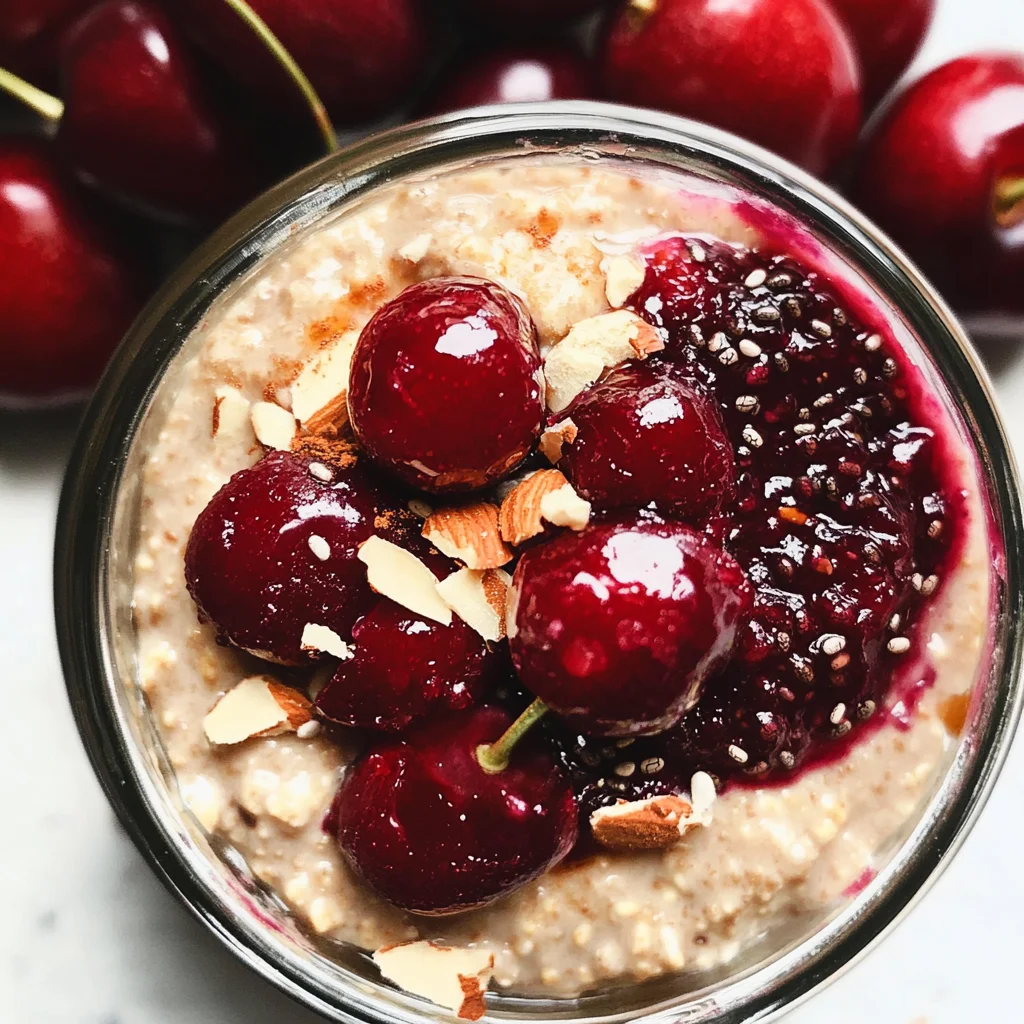 Healthy Overnight Oats with Cherry Chia Seed Jam