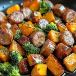 Sheet Pan Sausage and Sweet Potatoes with Honey Garlic Sauce