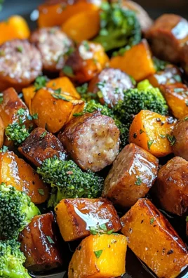 Sheet Pan Sausage and Sweet Potatoes with Honey Garlic Sauce