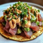 Tuna Tartare Tostada with Chipotle Mayonnaise
