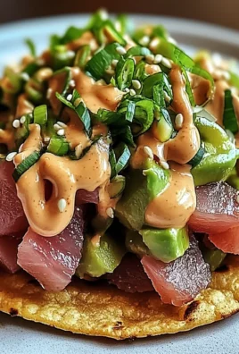 Tuna Tartare Tostada with Chipotle Mayonnaise