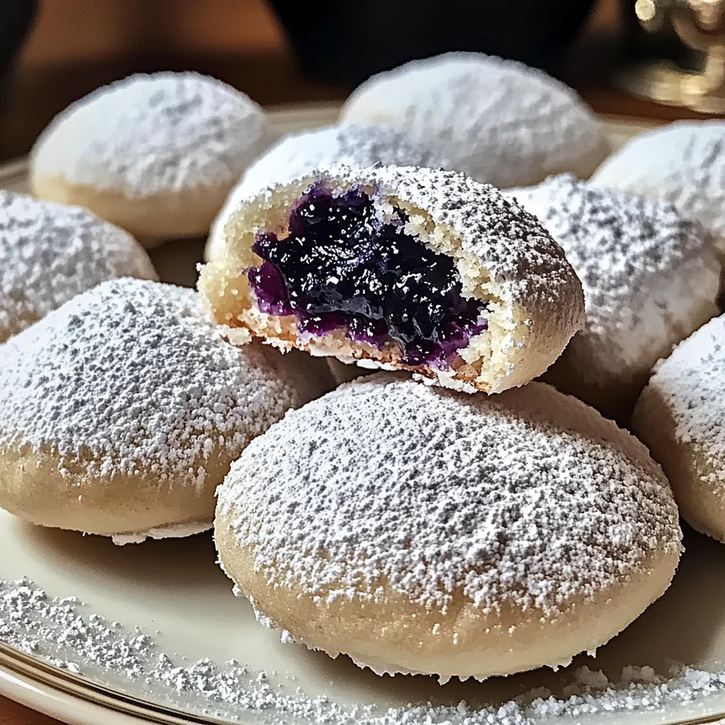 Blueberry-Filled Almond Snowball Cookies