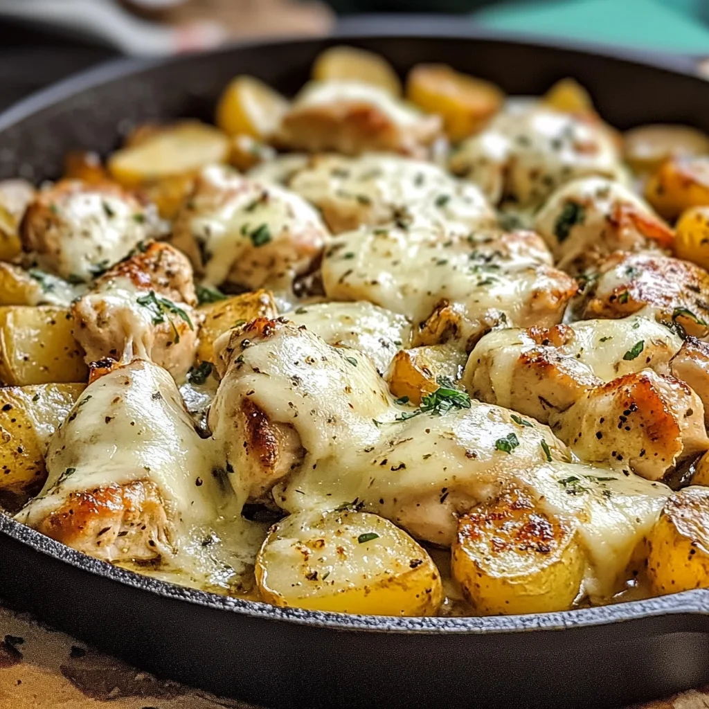 Garlic Parmesan Chicken and Potatoes Skillet