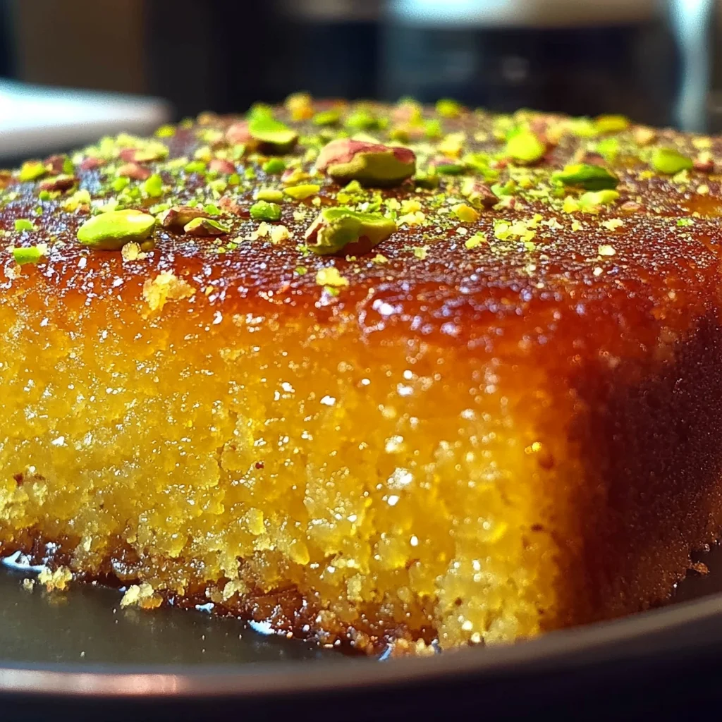 Saffron Pistachio Basbousa Recipe: A Middle Eastern Delight