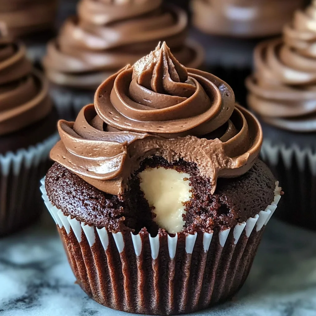 Swirled Chocolate Cupcakes with Creamy Chocolate Filling