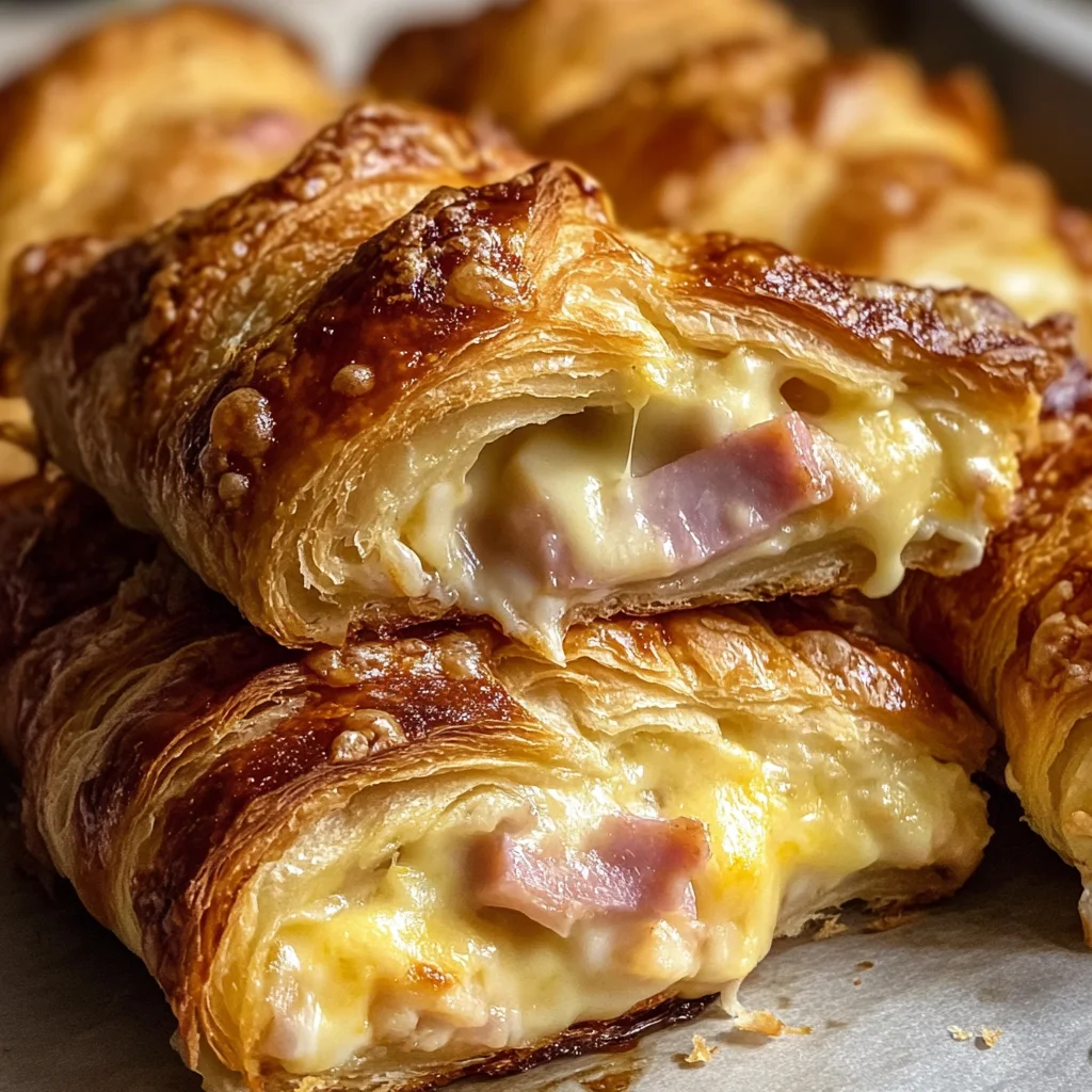 Baked chicken ham and Cheese Croissants Easy Breakfast Bake Recipe!