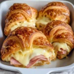 Baked chicken ham and Cheese Croissants Recipe