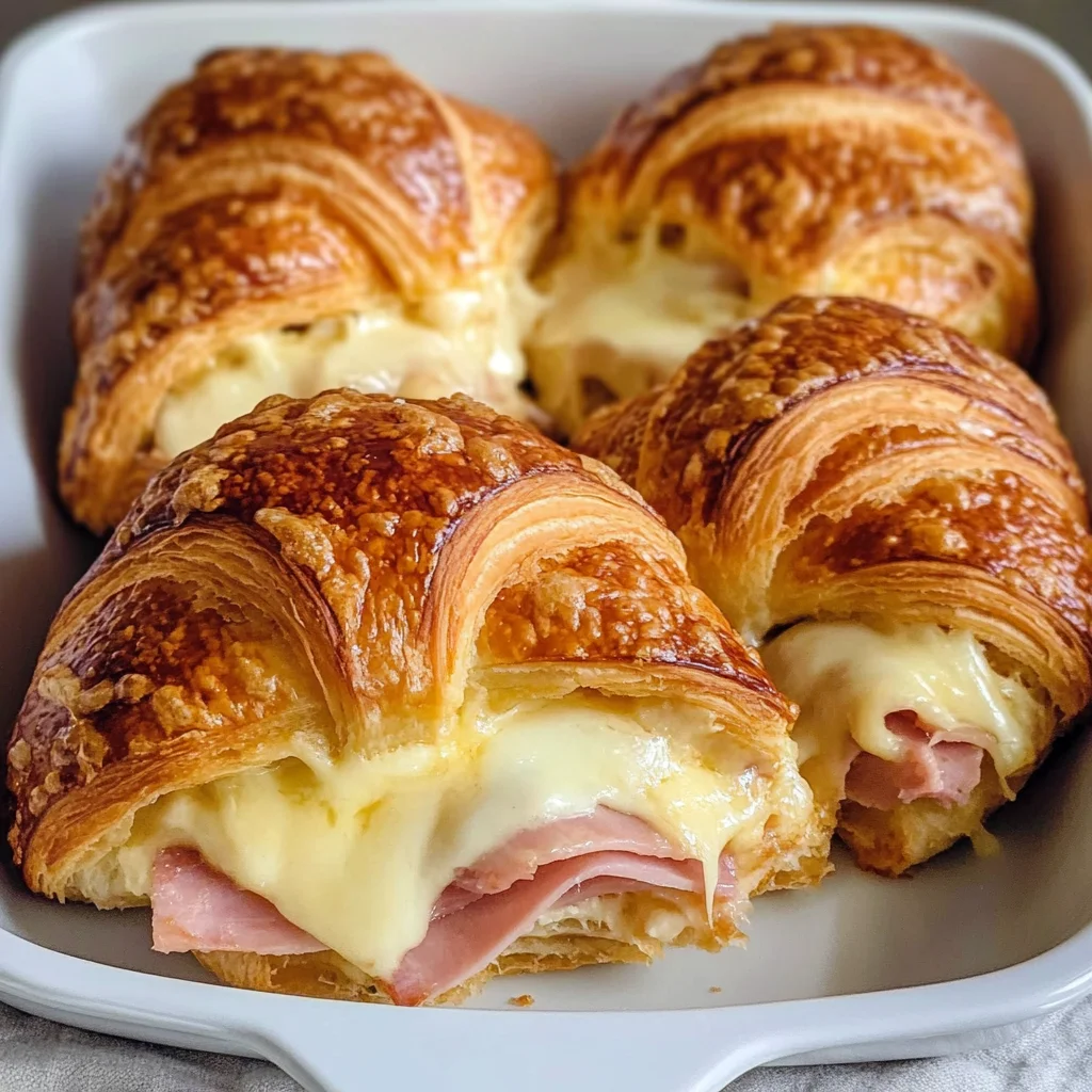 Baked chicken ham and Cheese Croissants Recipe