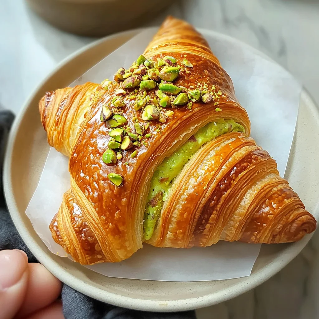 Golden Pistachio Croissants - flirtyfood