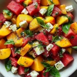 Refreshing and Juicy Watermelon Peach Salad for Hot Summer Days