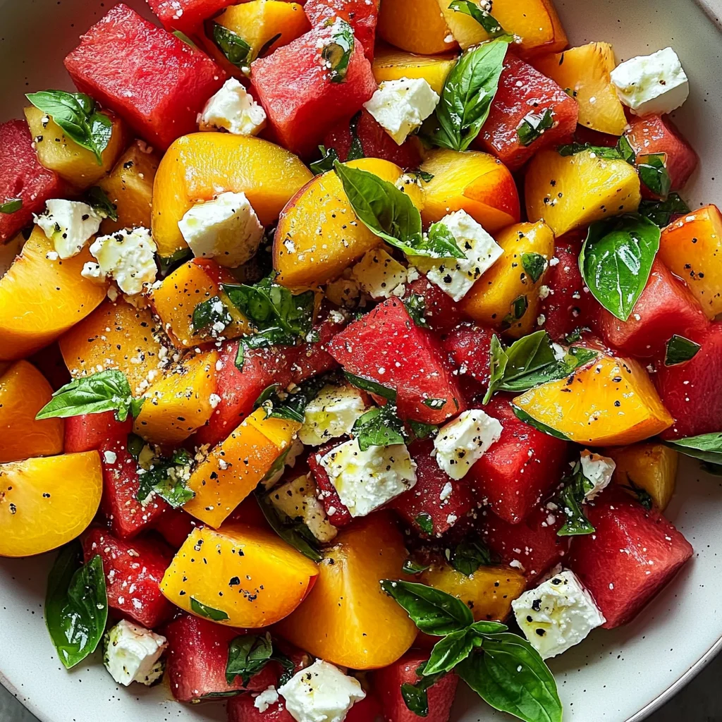 Refreshing and Juicy Watermelon Peach Salad for Hot Summer Days